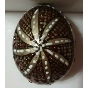 Romanian Pysanky Hand Painted Real Easter Egg 3D Gold Base Red Black Mosaic